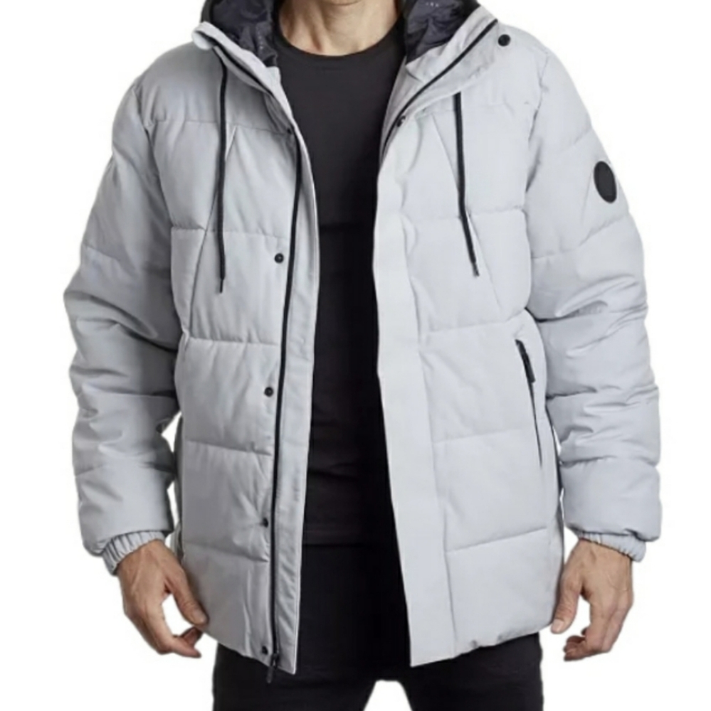 Perry Ellis Mens Gray Tech Puffer Jacket Large nwt